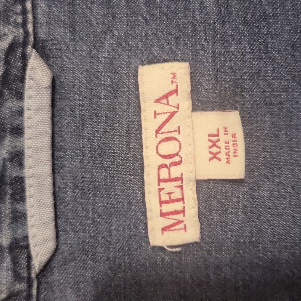 Faux denim button down - Picture 2 of 5